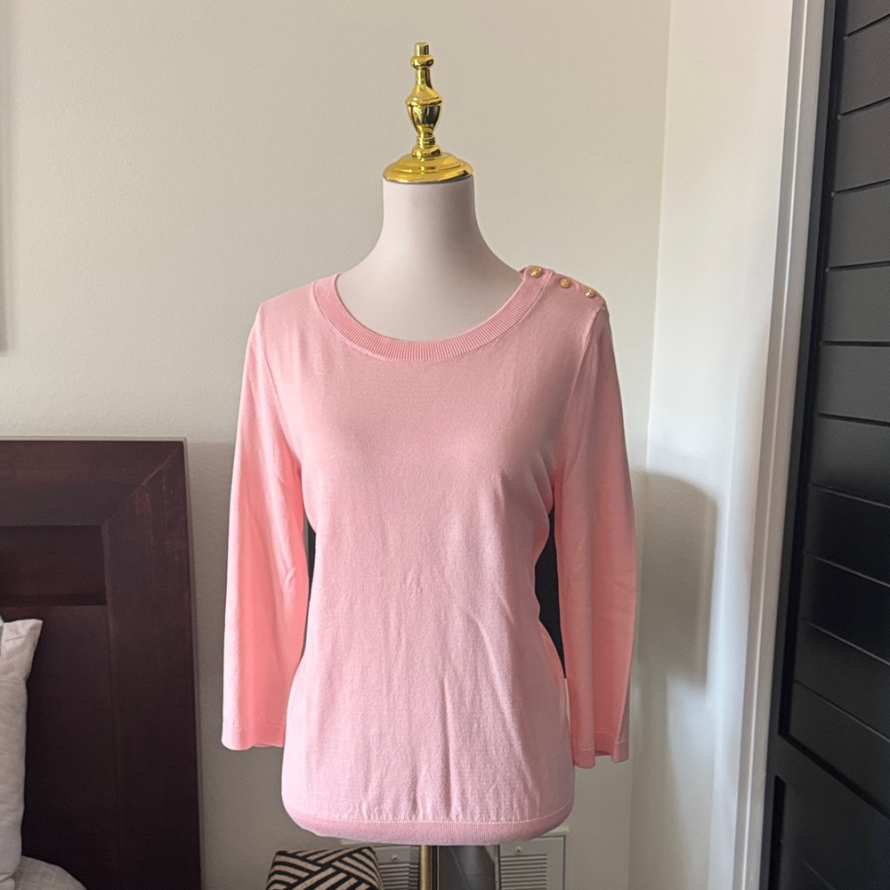 Talbots Light Pink Blouse with Shoulder Buttons